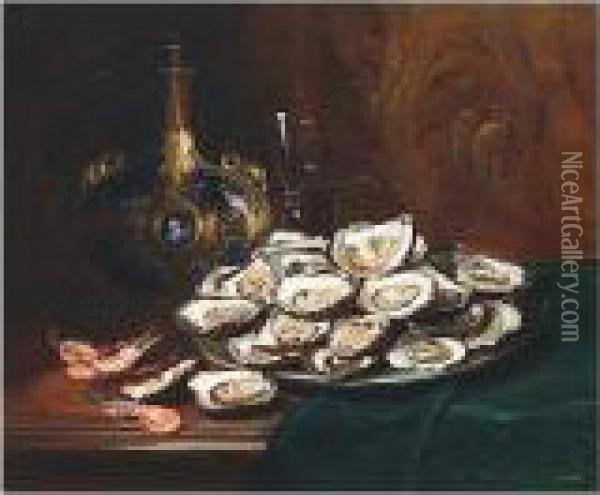 Still Life With Oysters Oil Painting - Dominique Rozier