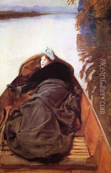 Autumn on the River (or Miss Violet Sargent) Oil Painting - John Singer Sargent