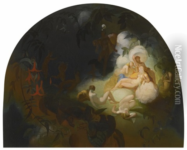 There Sleeps Titania Oil Painting - Robert (Huskisson) Huskinson