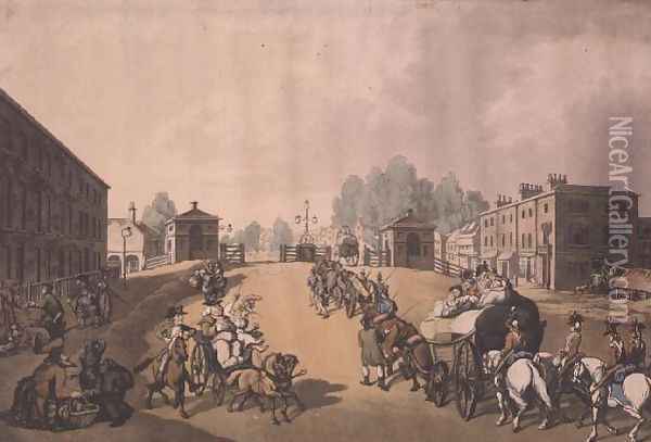 Entrance from Mile End or Whitechapel Turnpike Oil Painting - Thomas Rowlandson