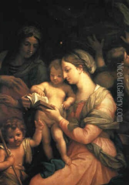 The Holy Family With The Infant Saint John The Baptist Oil Painting - Charles Le Brun