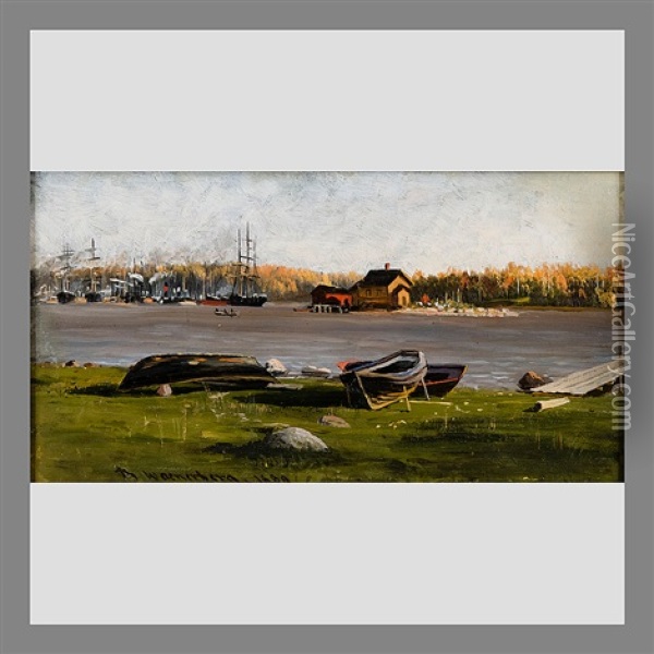 Harbor Scene Oil Painting - Thorsten Waenerberg