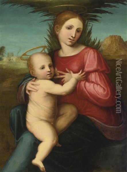 Madonna And Child Oil Painting - Giovanni Di Lorenzo Larciani