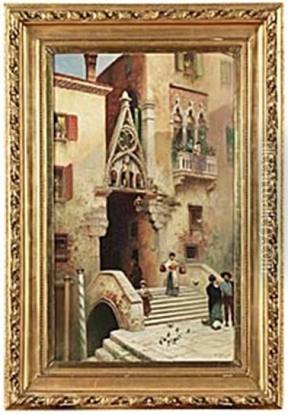Kvallsstamning, Venedig Oil Painting - Frans Wilhelm Odelmark