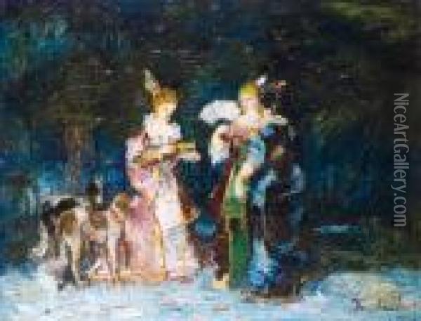 Femmes Au Bal Oil Painting - Adolphe Joseph Th. Monticelli