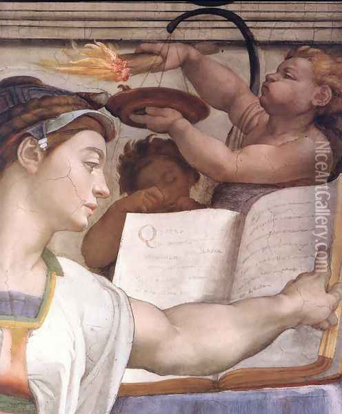 The Erythraean Sibyl (detail-1) 1509 Oil Painting - Michelangelo Buonarroti