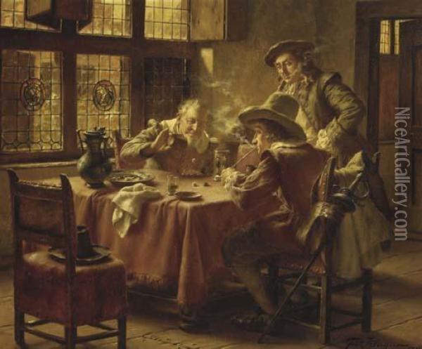 The Dice Game Oil Painting - Fritz Wagner