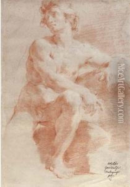A Seated Nude Turned To The Left Oil Painting - Ubaldo Gandolfi