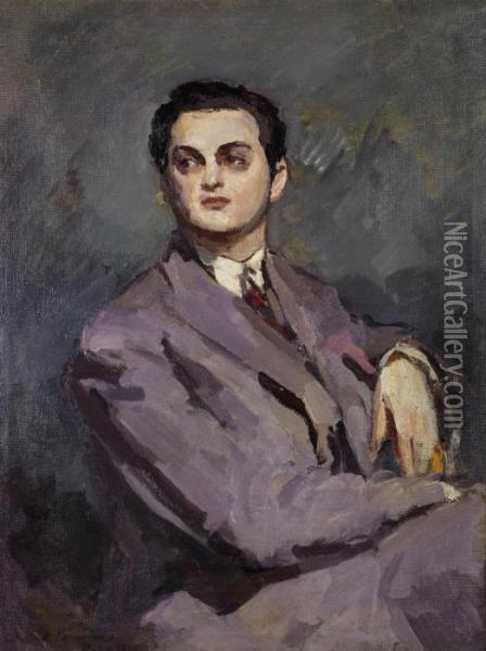 Portrait Of Mikhail Benois Oil Painting - Konstantin Alexeievitch Korovin
