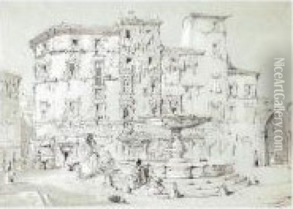 Piazza Santa Maria Del Pianto, Rome Oil Painting - John Ruskin