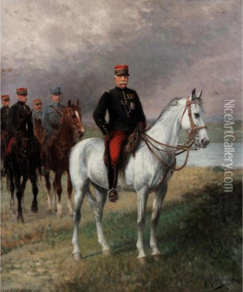 Marshal Joffre Oil Painting - Jan van Chelminski