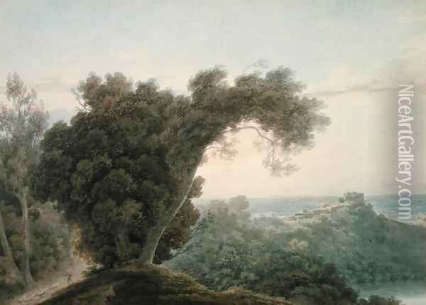 From the Road Between Caserta and the Aqueduct Oil Painting - John Robert Cozens