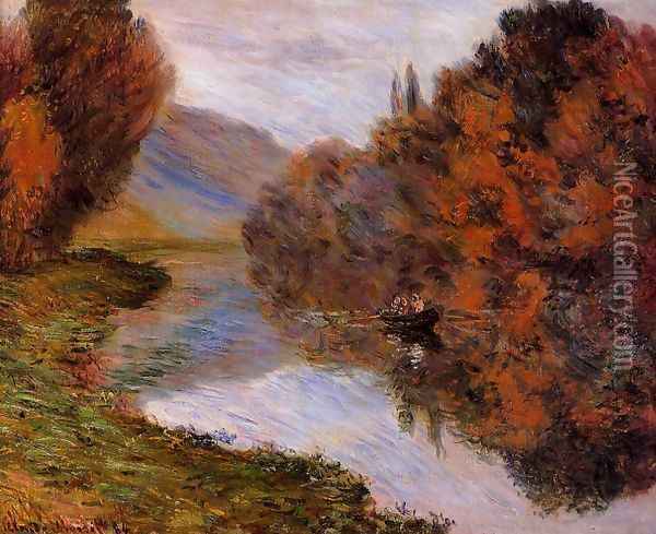 Rowboat On The Seine At Jeufosse Oil Painting - Claude Oscar Monet
