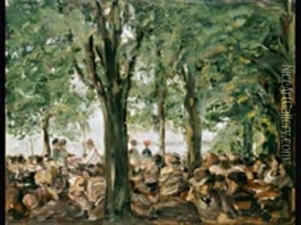 Gartenlokal An Der Havel Unter Baumen - Schildhorn Oil Painting - Max Liebermann