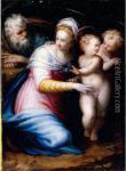 The Holy Family With The Infant Saint John The Baptist Oil Painting - Prospero Fontana