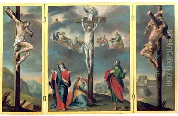 A Crucifixion Oil Painting - Januarius Zick