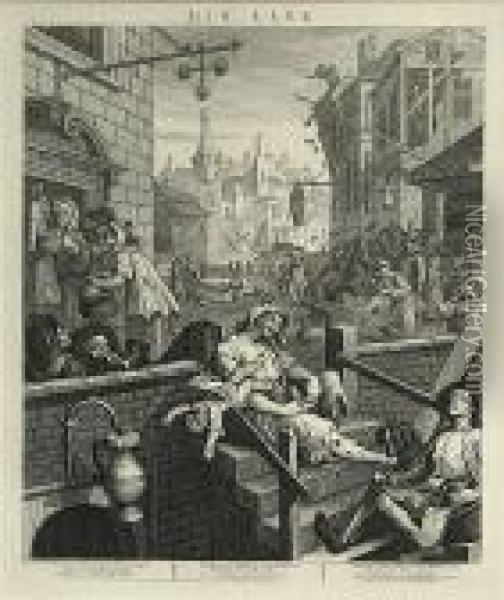 Beer Street; Gin Lane Oil Painting - William Hogarth