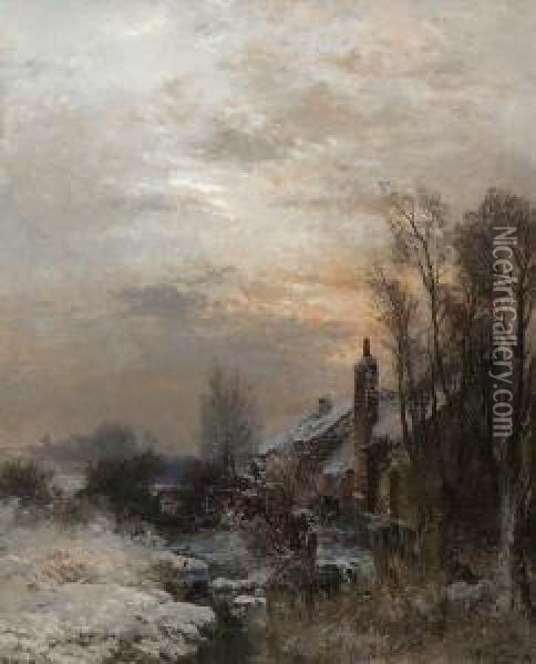 Winterlandschaft. Oil Painting - Joseph Wenglein