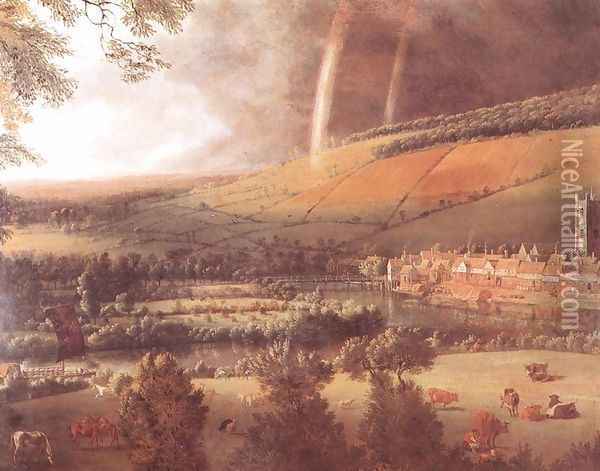 Landscape with Rainbow, Henley-on-Thames c. 1690 Oil Painting - Jan Siberechts