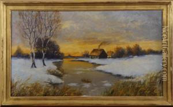 Vintermtov Oil Painting - Leonard Wiedh