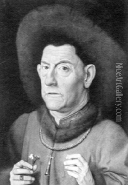 Portrait Of A Gentleman With A Fur Hat Oil Painting - Jan Van Eyck