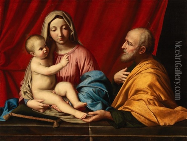 The Holy Family (collaboration W/workshop) Oil Painting - Giovanni Battista Salvi (Il Sassoferrato)