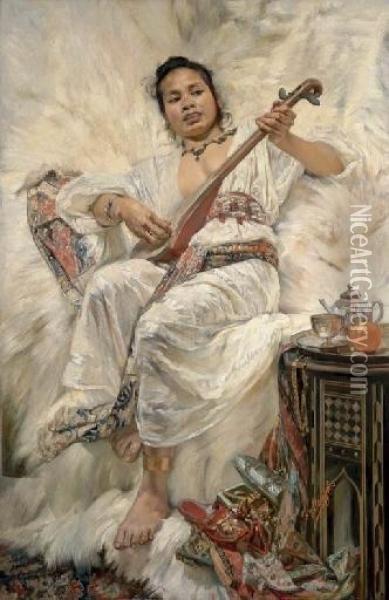 The Mandolin Player Oil Painting - Jean Ubaghs