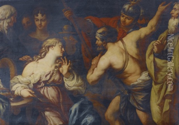 Semiramis Called To Arms Oil Painting - Francesco Rosa