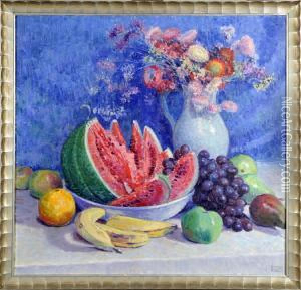 Nature Morte Aux Fruits Oil Painting - Lucien Rion