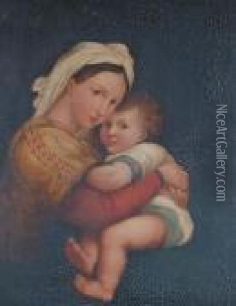 Madonna Della Sedia Oil Painting - Raphael (Raffaello Sanzio of Urbino)