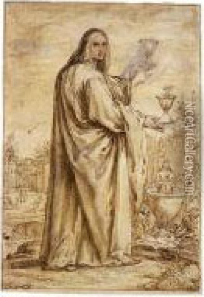 St. John The Evangelist Oil Painting - Crispijn I De Passe