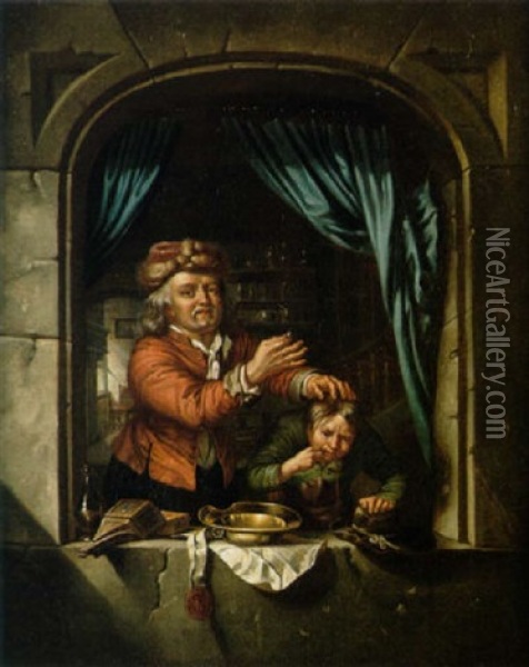 Der Zahnarzt Oil Painting - Johann Jakob Mettenleiter