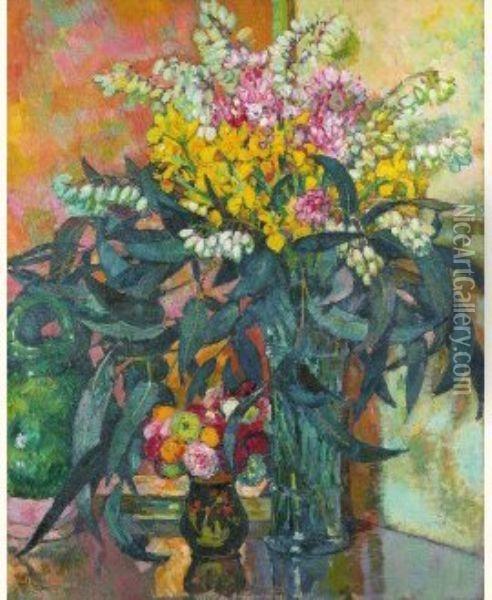 Stilleven Met Bloemen Oil Painting - Theo van Rysselberghe