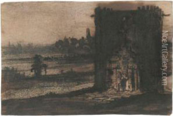 Une Tour Au Crepuscule Oil Painting - Victor Hugo