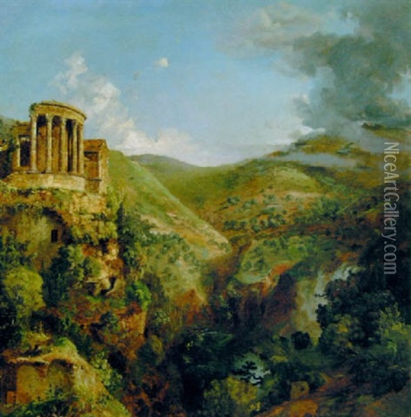 The Temple Of The Sibyl, Tivoli, Italy Oil Painting - Jasper Francis Cropsey