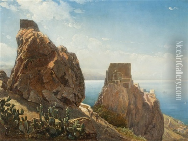 Castello Di Scaletta Oil Painting - Holger Henrik Herholdt Drachmann