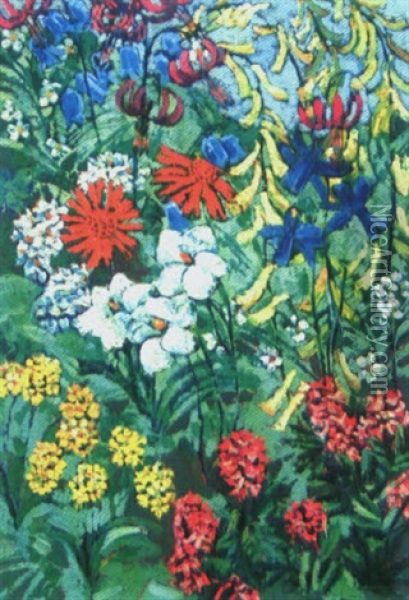 Blumen Oil Painting - August Babberger
