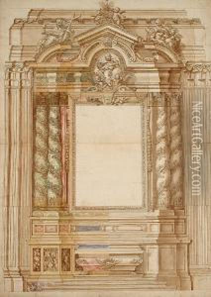 Design For The High Altarpiece Of St Agnese, Rome Oil Painting - Ciro Ferri