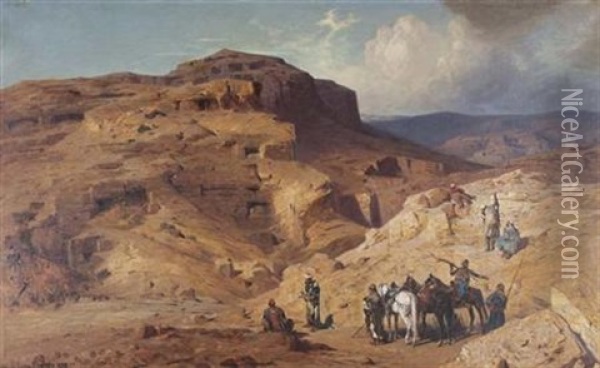 Bedouin Near Masada Oil Painting - Ludwig Hans Fischer