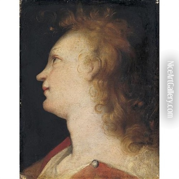 Study Of The Head Of The Angel Gabriel Oil Painting - Federico Barocci