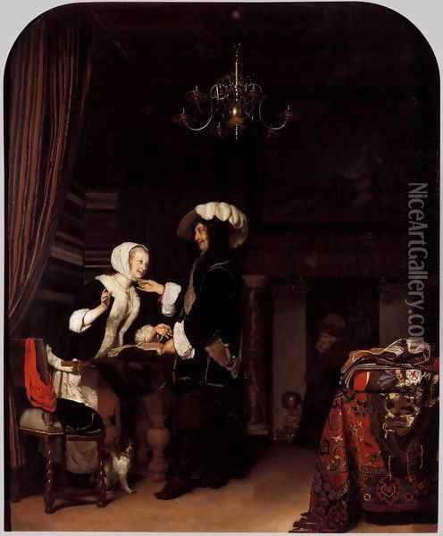 The Cloth Shop Oil Painting - Frans van Mieris
