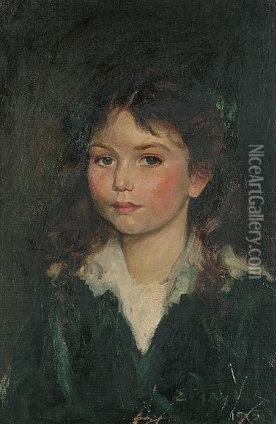 Portrait Of A Young Girl Oil Painting - Edward Tayler