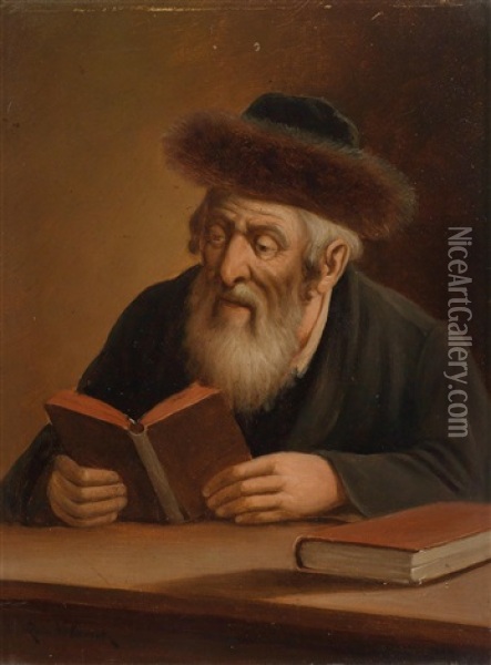 Talmud Studium Oil Painting - Raimund Volanek
