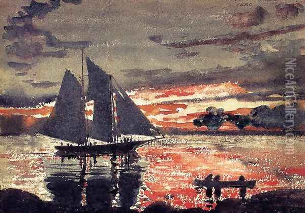Sunset Fires Oil Painting - Winslow Homer