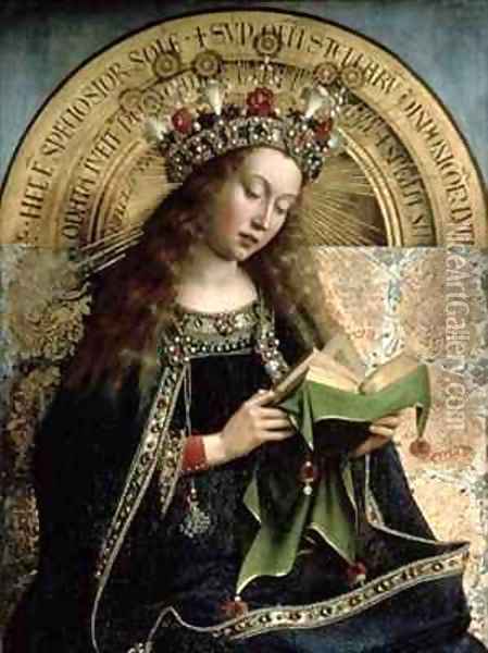 The Ghent Altarpiece The Virgin Mary 2 Oil Painting - Hubert & Jan van Eyck