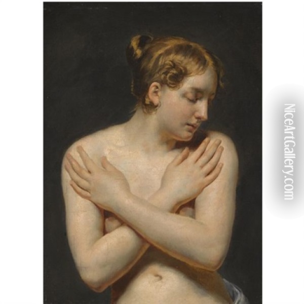 Study Of A Young Woman With Her Arms Folded Oil Painting - Pierre Narcisse Guerin