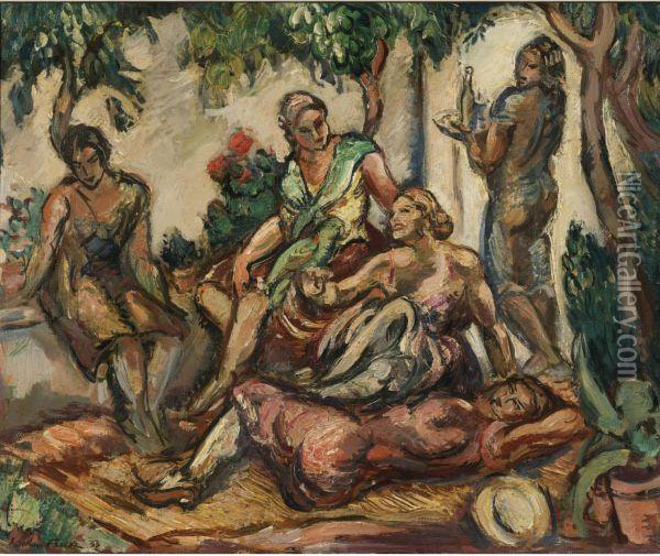 Femmes Dans Un Jardin, Toulon Oil Painting - Emile-Othon Friesz