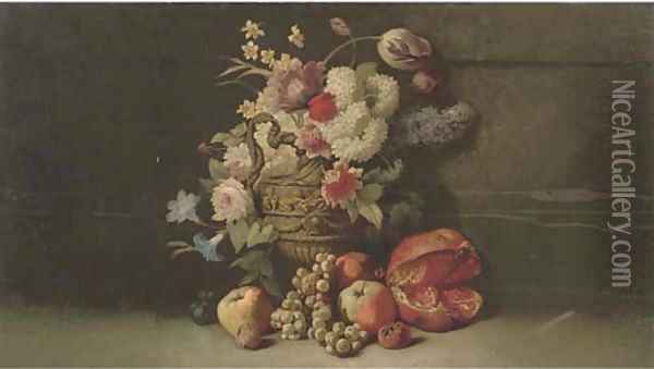 Summer flowers in a classical jug Oil Painting - Thomas Worsey