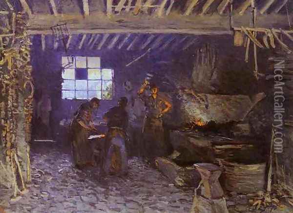The Forge at Marly-le-Roi, Yvelines, 1875 Oil Painting - Alfred Sisley
