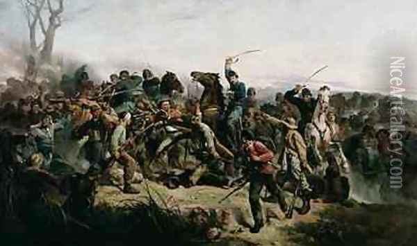 The Cavalry Charge of Lt Henry B Hidden 1862 Oil Painting - Victor Nehlig
